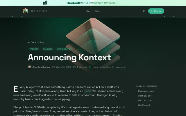 Kontext.dev – Runtime Credentials for Agents
