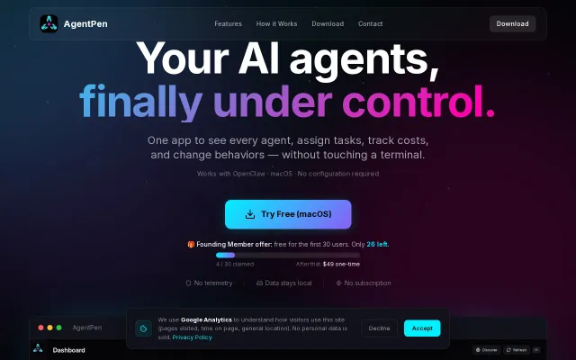 AgentPen – macOS dashboard for managing OpenClaw AI agents