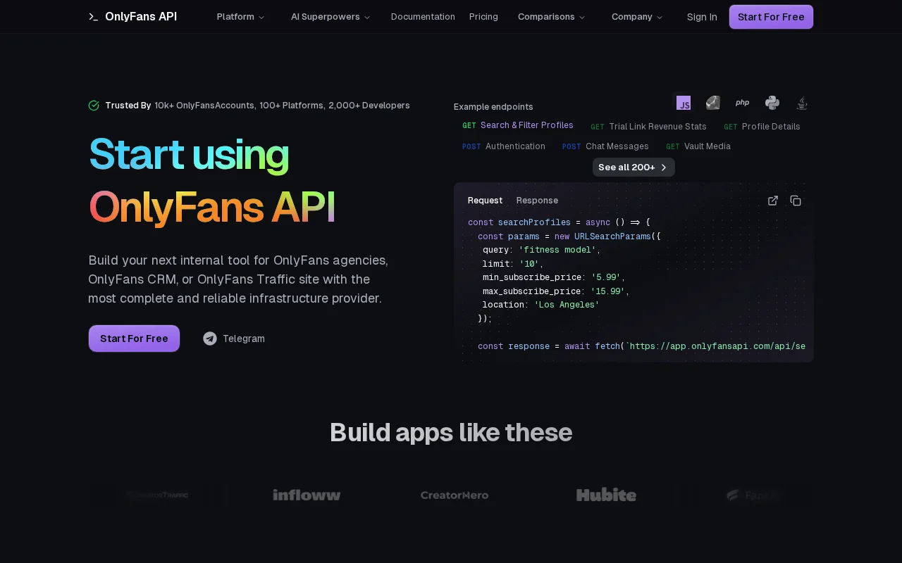OnlyFans API – REST API with 260 endpoints for OF creator data