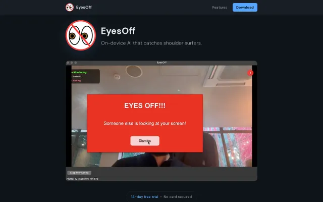 EyesOff – On-device AI that catches shoulder surfers