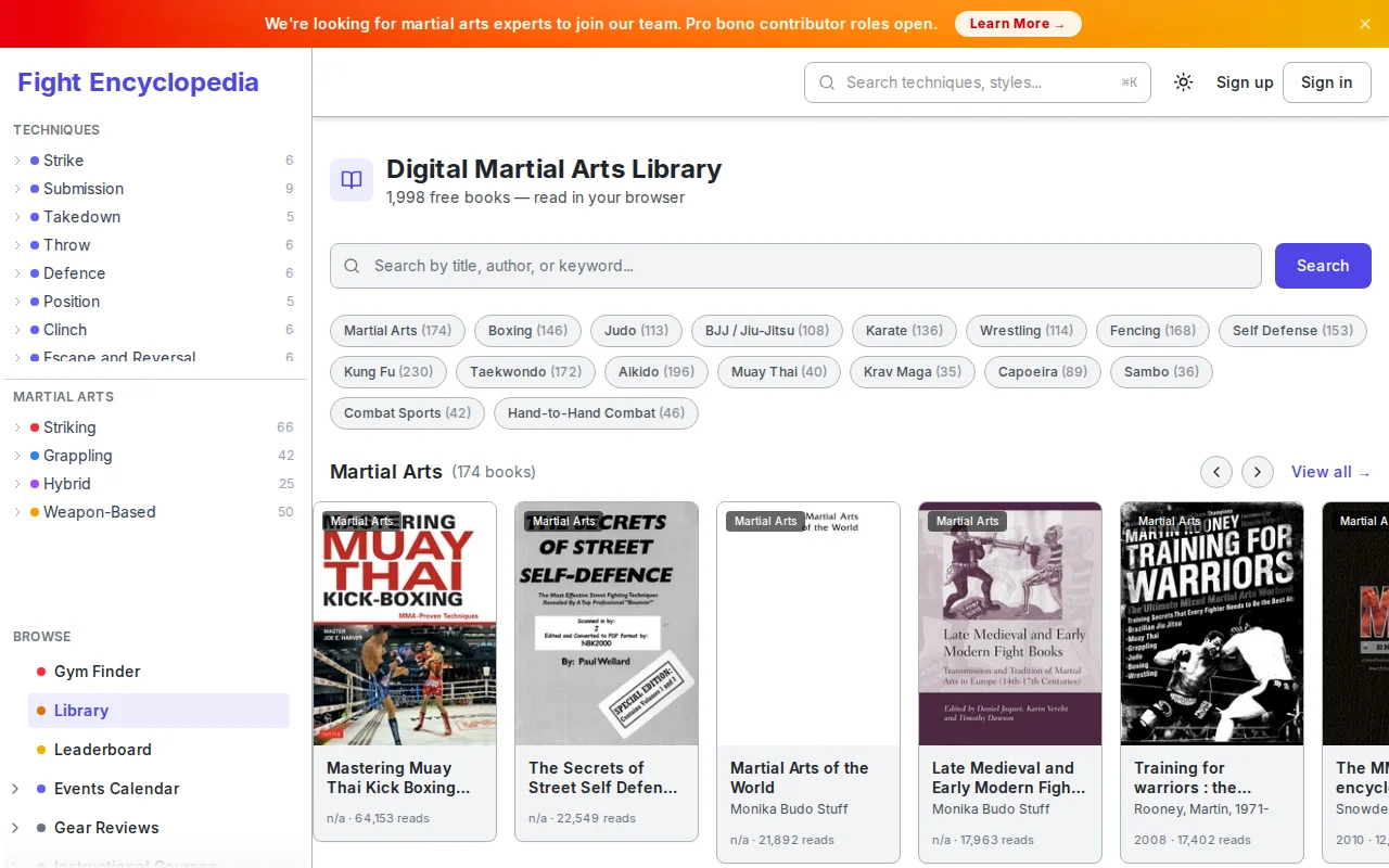 Free library of 2k martial arts books – read in the browser