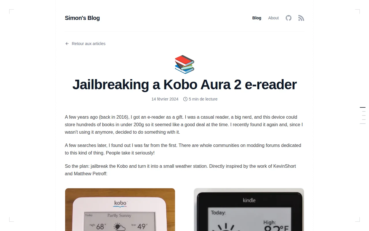 Jailbreaking an e-reader into a custom weather display