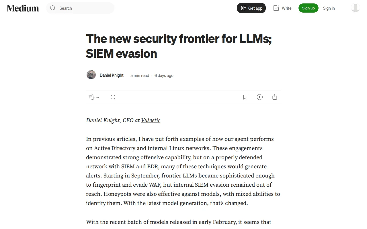 The new security frontier for LLMs; SIEM evasion
