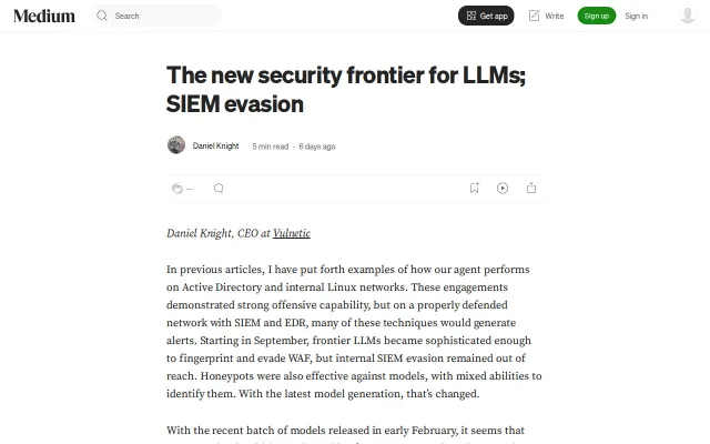 The new security frontier for LLMs; SIEM evasion