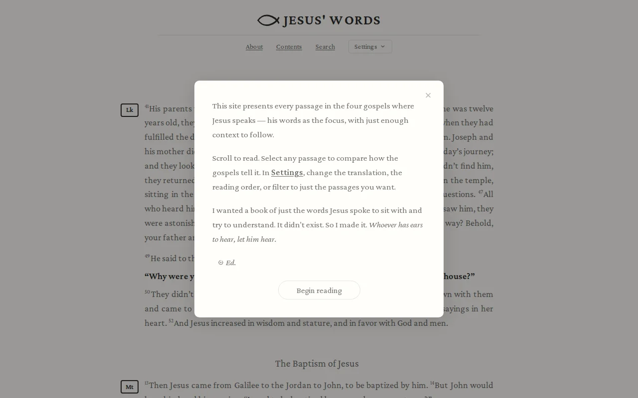 I compiled every direct quote of Jesus into a single-page reading tool