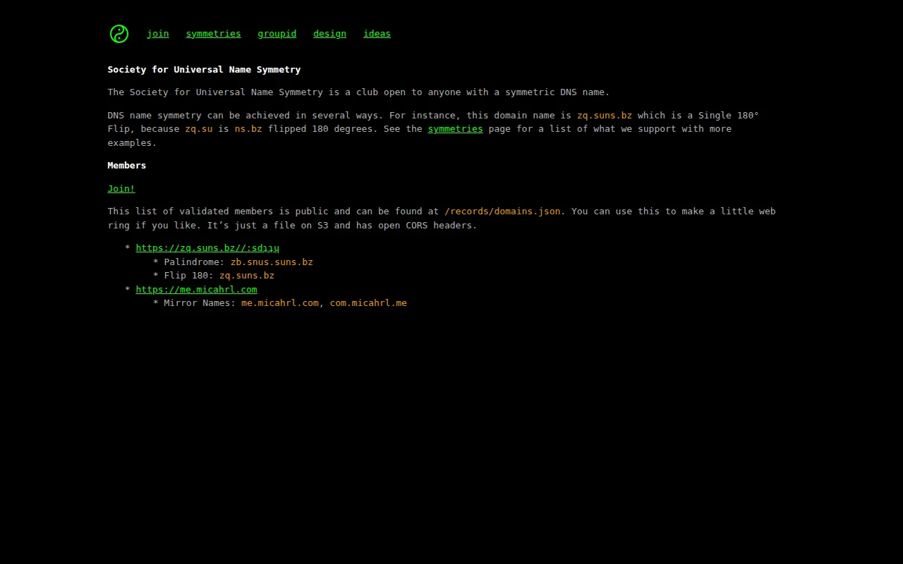 A club for anyone with a symmetric DNS name