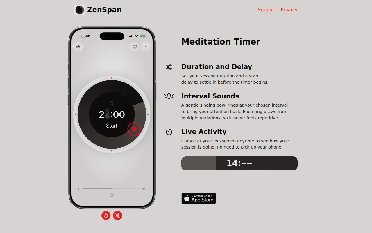 ZenSpan, a minimal meditation timer with no streaks or gamification