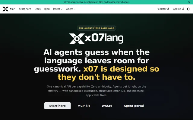 X07, compiled language where agents write correct code on the first try