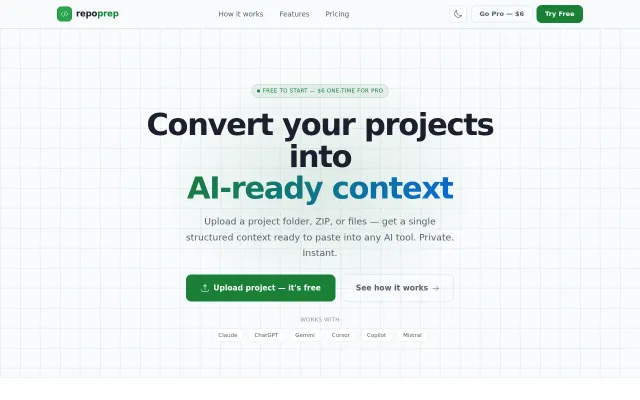 RepoPrep – Turn a repo into a single AI-ready context file