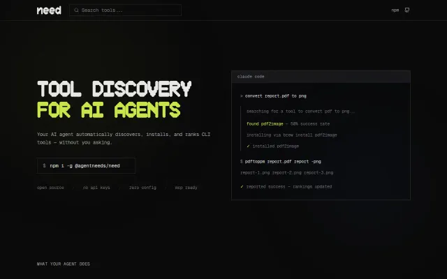 Need is a CLI tool discovery as an MCP server