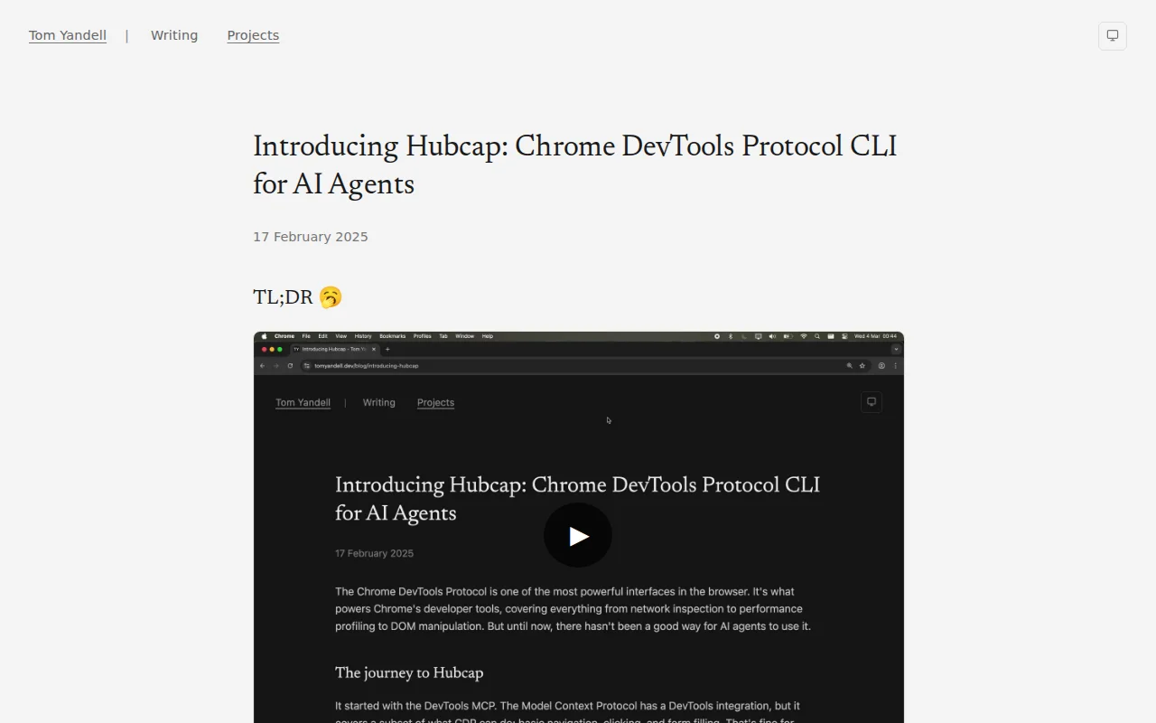 Hubcap – A single Go binary to automate Chrome via CDP