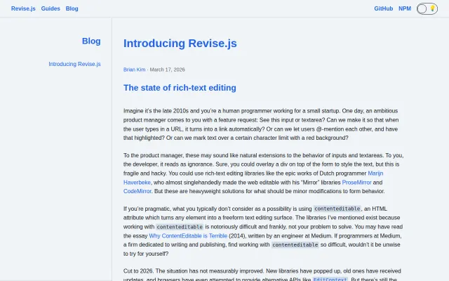Revise.js – Building blocks for contenteditable-based text editors