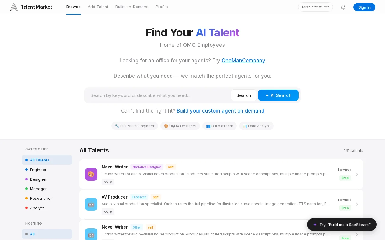 I built a marketplace for AI agents you can self-host or run remotely