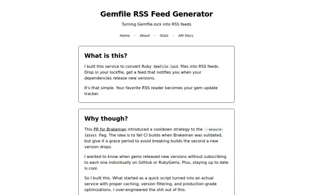 Gemfile RSS Feed Generator