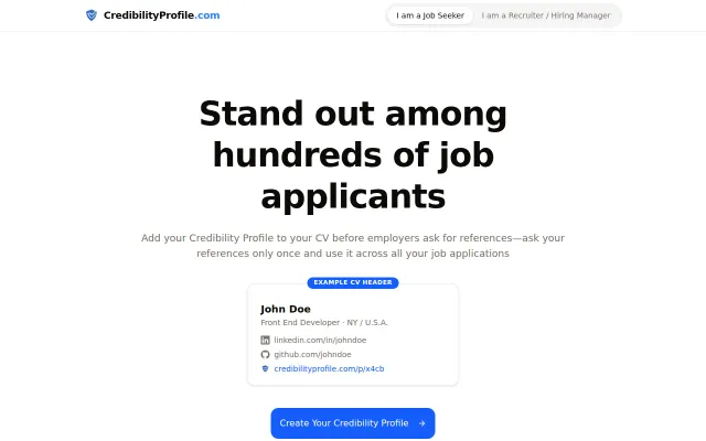 CredibilityProfile – bringing reference checks earlier into hiring