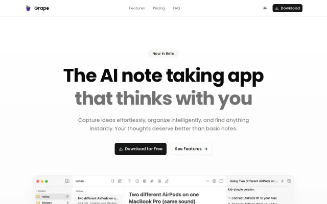 Grape – AI note taking app