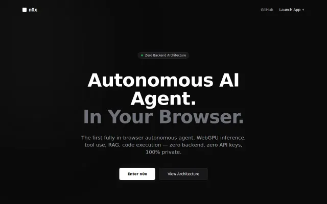 N0x – LLM inference, agents, RAG, Python exec in browser, no back end