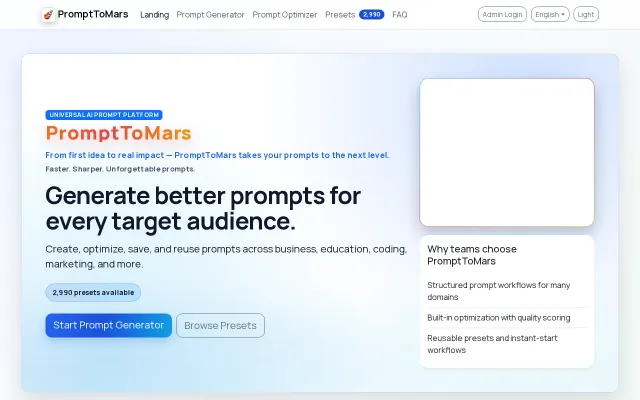 PromptToMars – A Prompt Generator and Optimizer