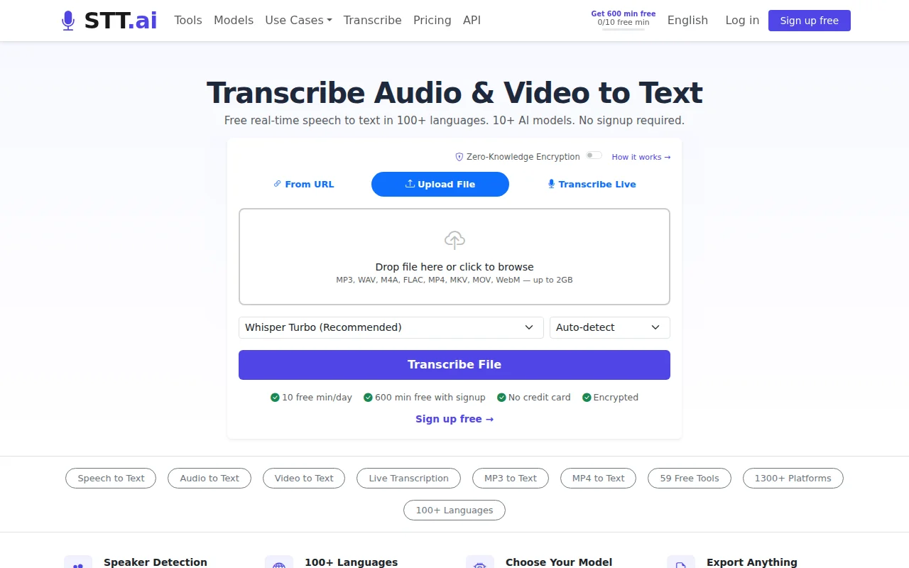 STT.ai – Transcribe Audio & Video to Text