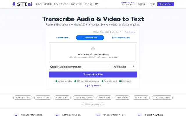STT.ai – Transcribe Audio & Video to Text