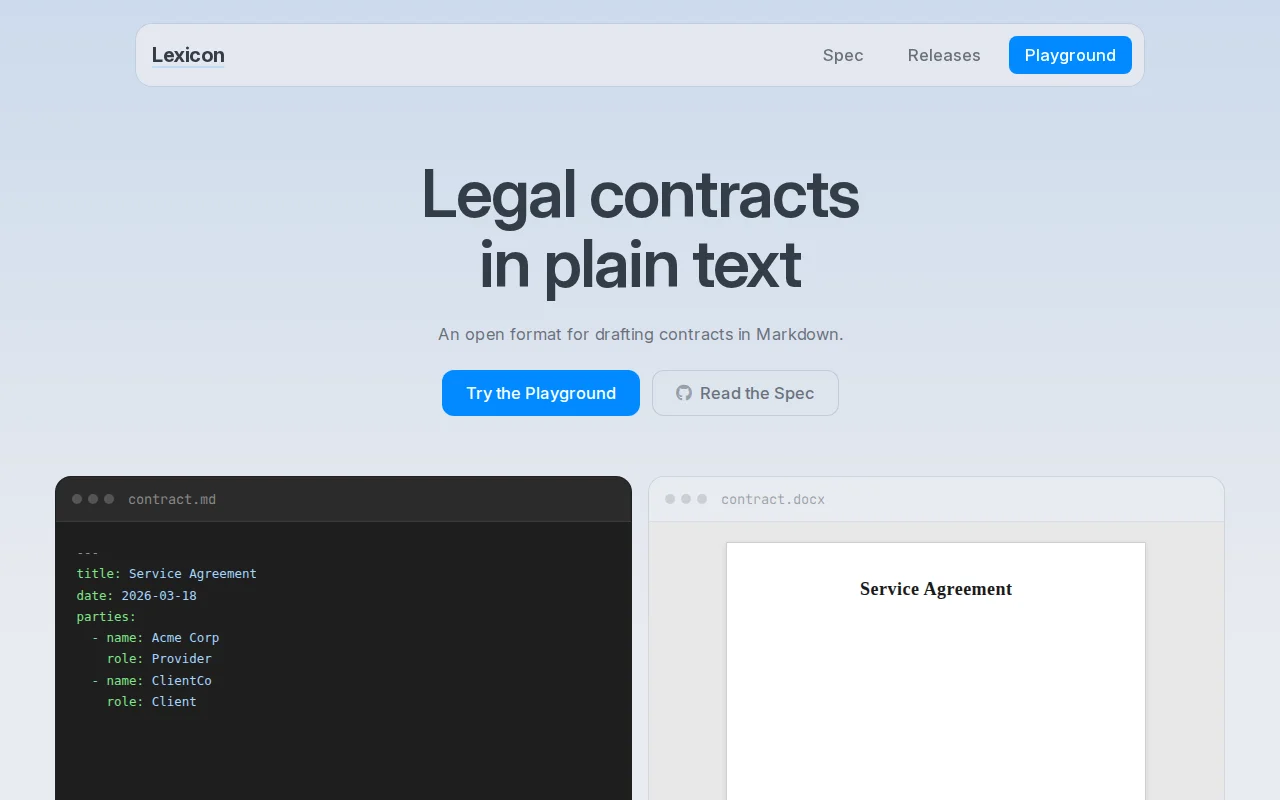 Lexicon – Write complex legal contracts in Markdown