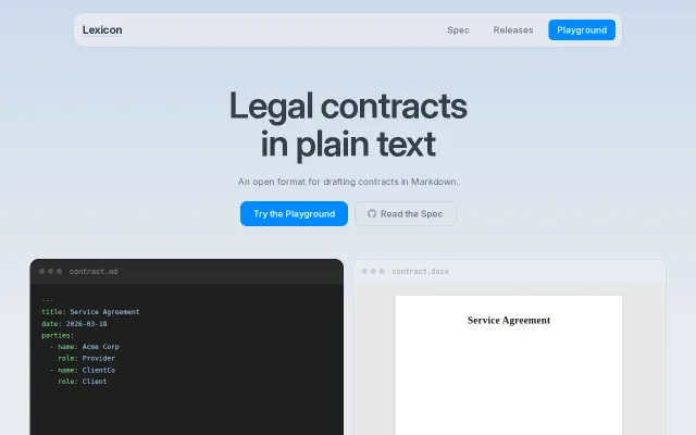 Lexicon – Write complex legal contracts in Markdown
