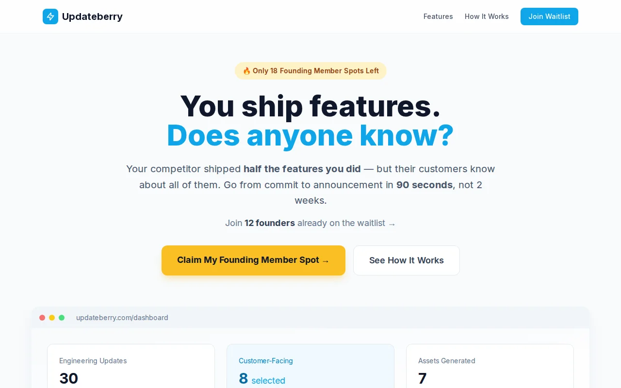 UpdateBerry – Turn Git commits into marketing assets (prototype)