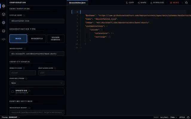 Generate Devcontainer.json Files in the Browser