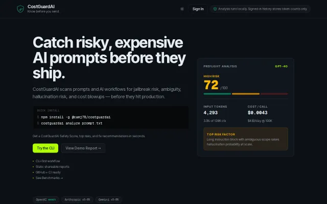 CLI to score AI prompts after a prod failure