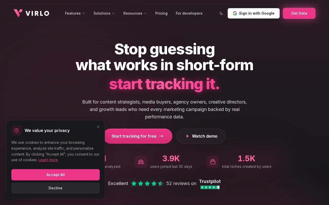 I built a short-form content intelligence tool for media buyers