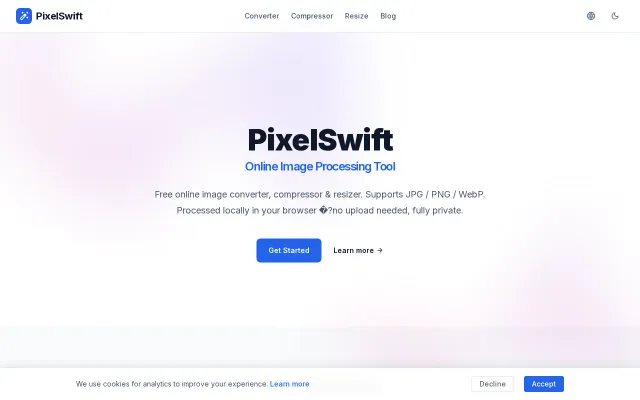 PixelSwift – Image compression that never uploads your files