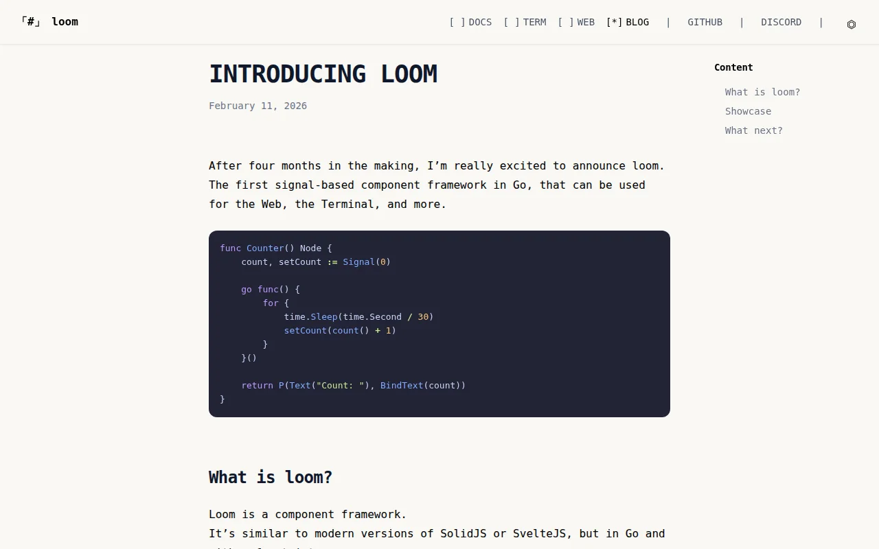 Loom, a Component Framework for Go