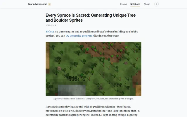 Procedural tree and boulder sprite generation – TypeScript library