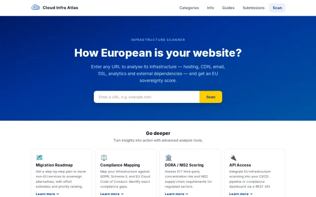 Scan a website to see its EU soverignty socre
