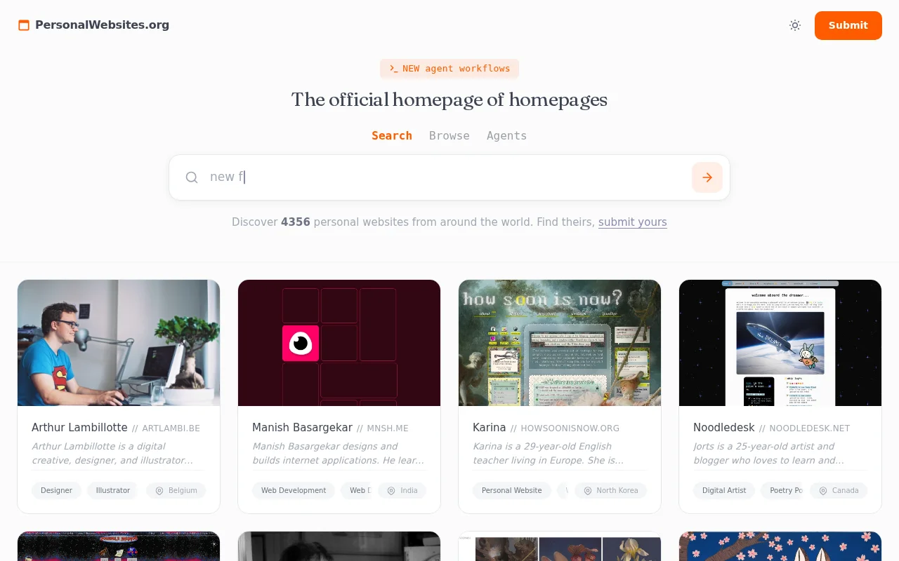 Personalwebsites.org – The Official Homepage of Homepages