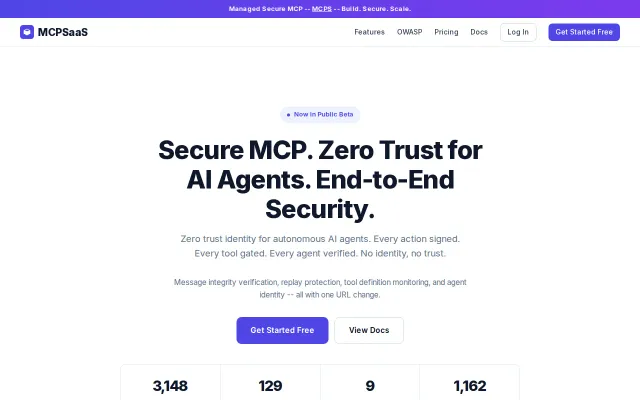 MCPSaaS – Security proxy for MCP agent protocols