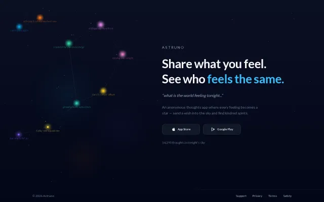 Astruno – Your thoughts become stars on a 3D globe and celestial sky