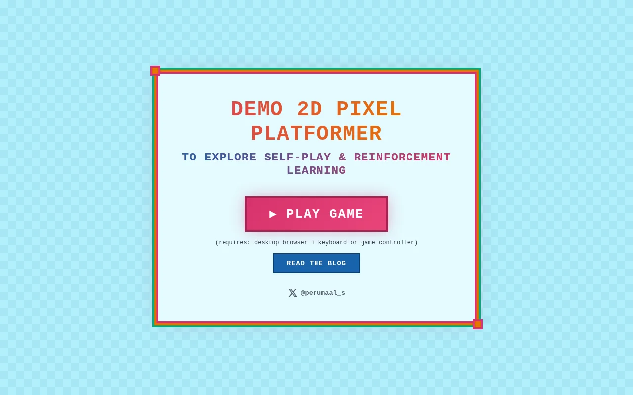 Try out my pixel platformer demo with an RL agent you can play against