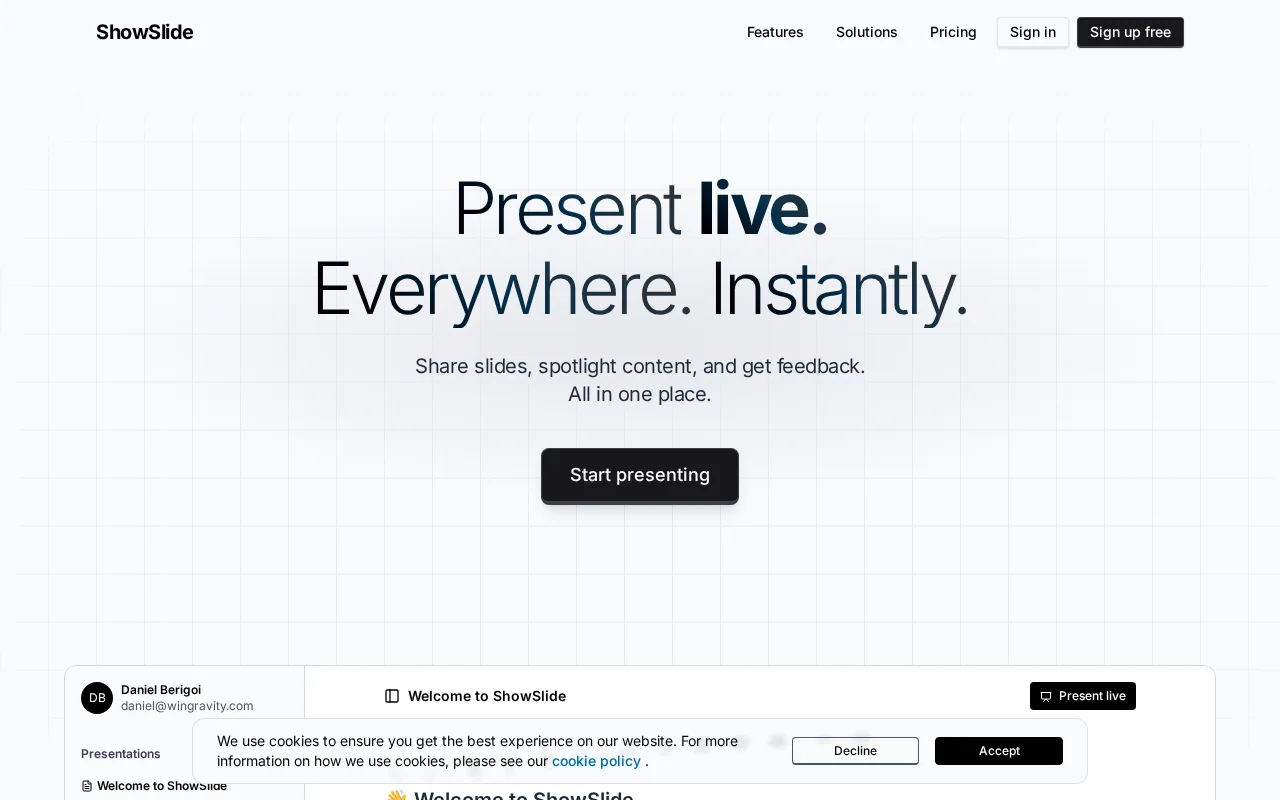 Showslide – Live Presentations in 60 seconds
