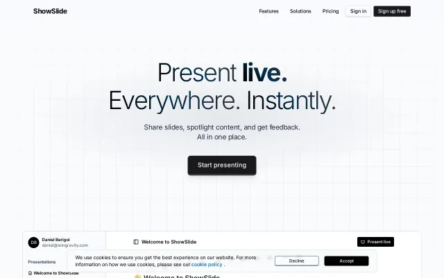 Showslide – Live Presentations in 60 seconds
