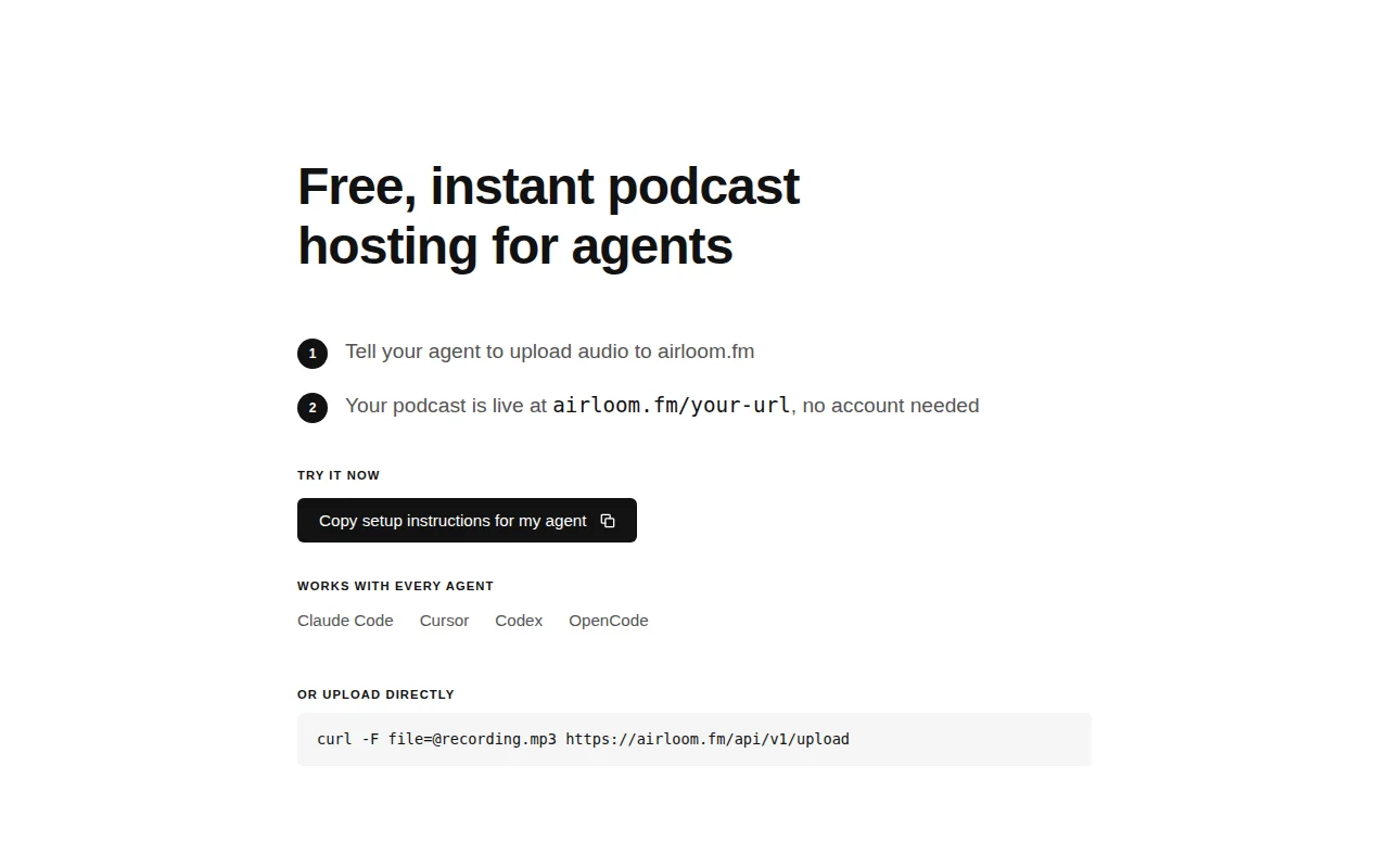 We Built Airloom.fm – Podcast Hosting for AI Agents
