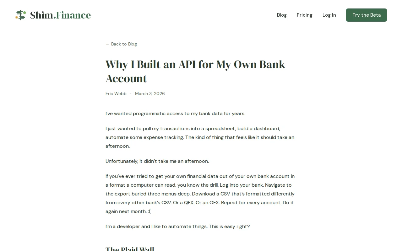 I built an API for my own bank account