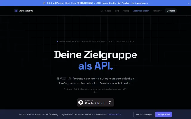 AskAudience – Ask 16,500 AI personas built from real survey data