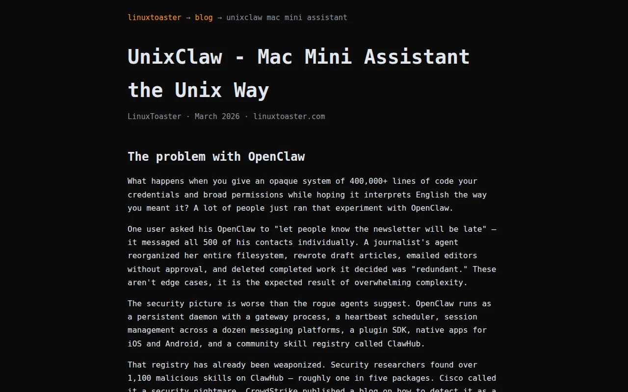 NoClaw – A Mac Mini AI assistant in one line of bash, no OpenClaw