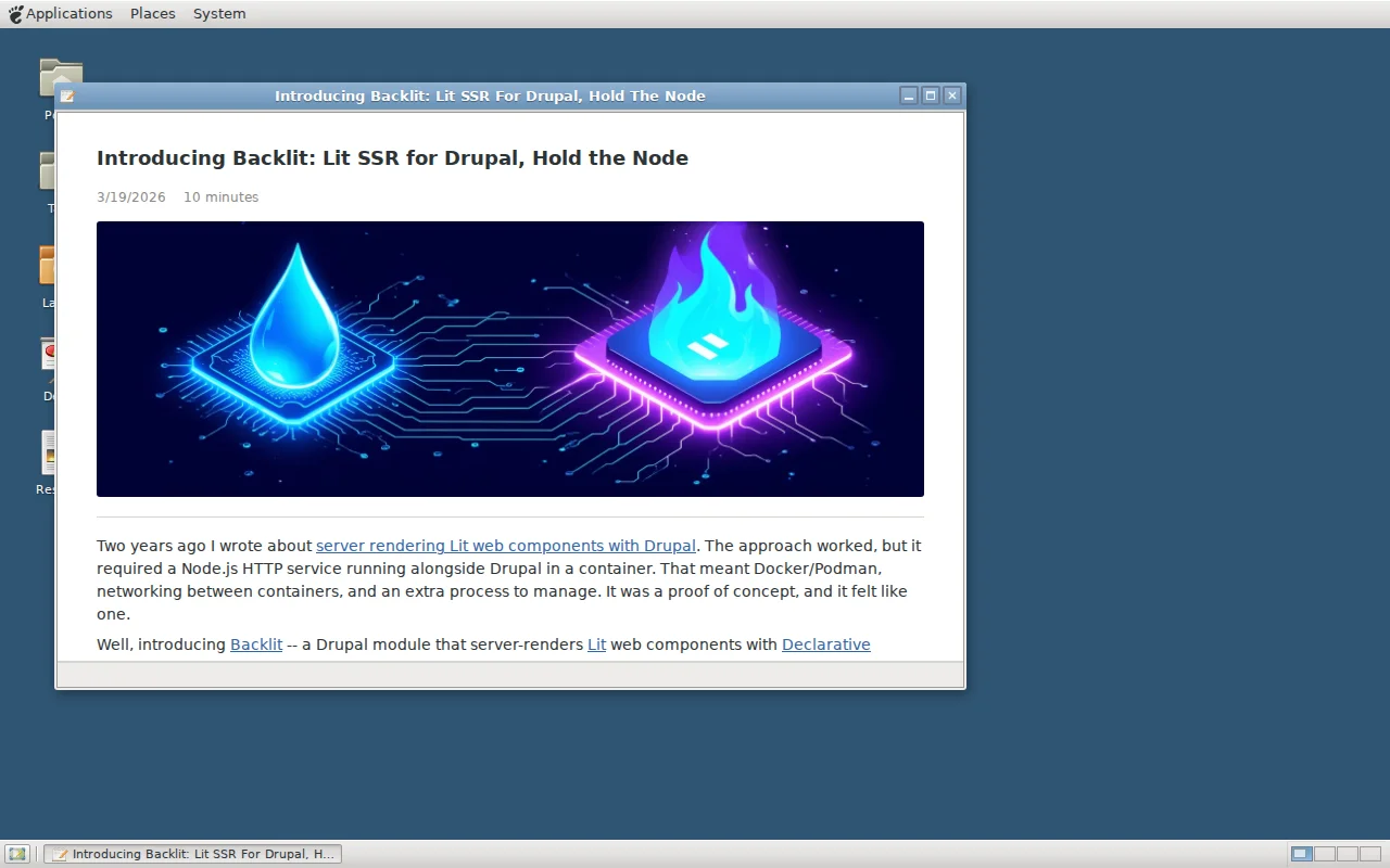 Backlit – Lit Web Component SSR for Drupal via Go and WASM, No Node.js