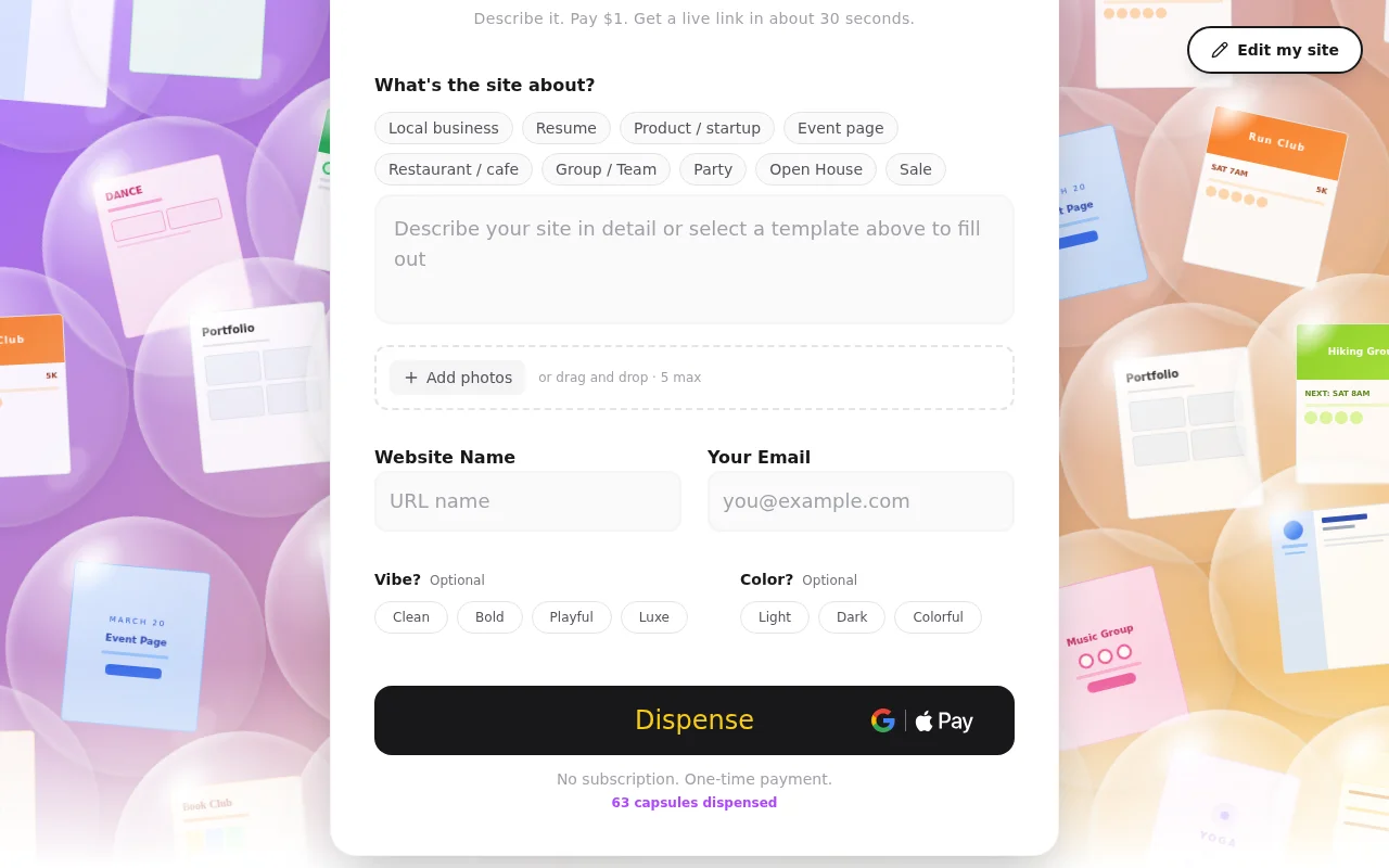 CapsuleWeb – generate and deploy a simple website from one prompt