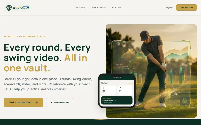 TourVault – Voice-first golf analytics SaaS (for sale, $12K)