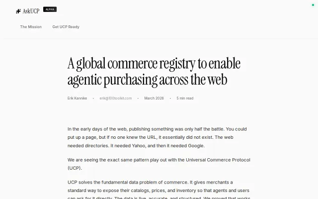 A global commerce registry to enable agentic purchasing across the web