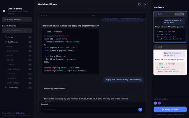 I built a Codex theme builder and gallery