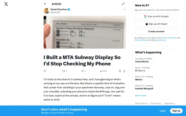 I Built a MTA Subway Display So I'd Stop Checking My Phone